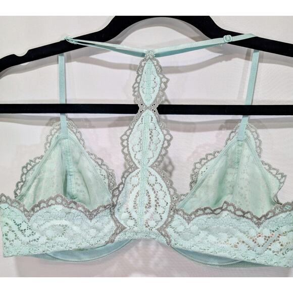 Free People Intimately Lace Underwire Bra Mint Green 32C Front Clasp Racerback - Picture 4 of 7
